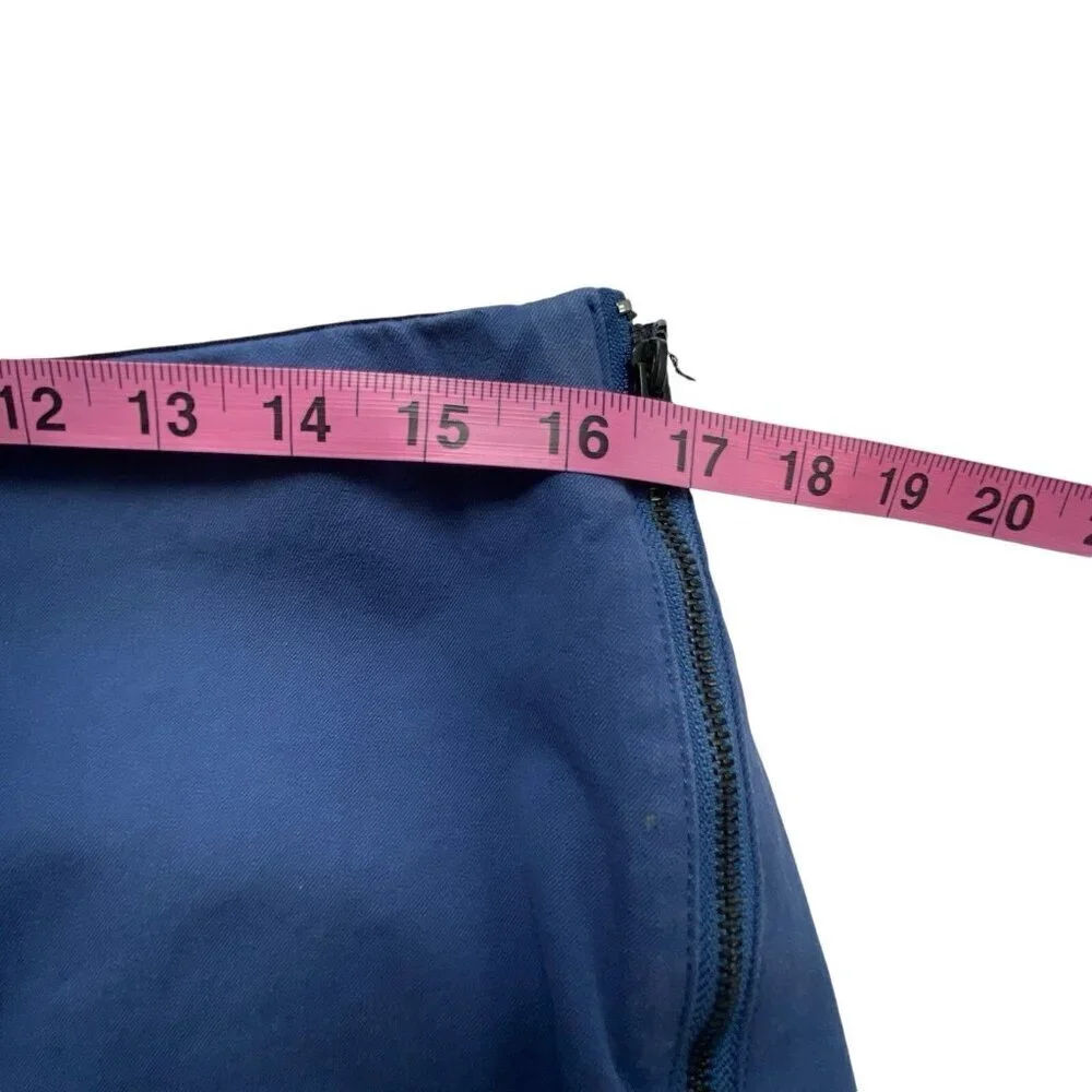 EVERLANE Women High Waist Stretch Pants Sz 16 Blue‎ Side Zip Cotton Elastic 43-6